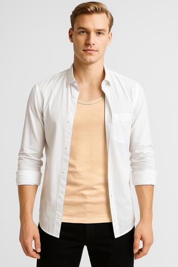 REN 2 Pieces of Invisible Undershirts for Men, Stone Color, Thin Straps, Non-Marking Cotton Modal Premium Undershirts