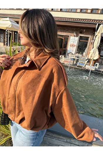 derrymore Jachetă Bomber din piele intoarsa supradimensionat lux soft