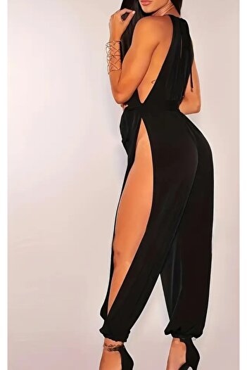 Lacis Black Side Deep Slit Shalwar Jumpsuit