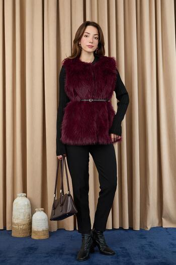 Soul Women's Vest Fur 32408Ylk - Damson