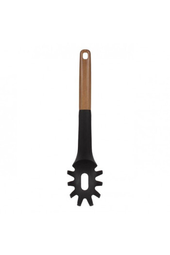 OEM Plastic pasta serving spoon with wood-effect handle, length 32 cm