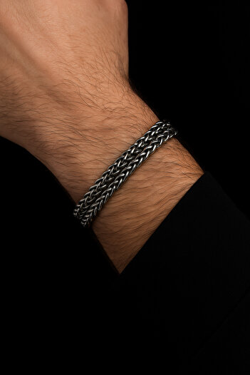 OSMANLI GÜMÜŞ Men's Steel King Bracelet - Double Row Thick Chain Model Tarnish-Free Rustproof