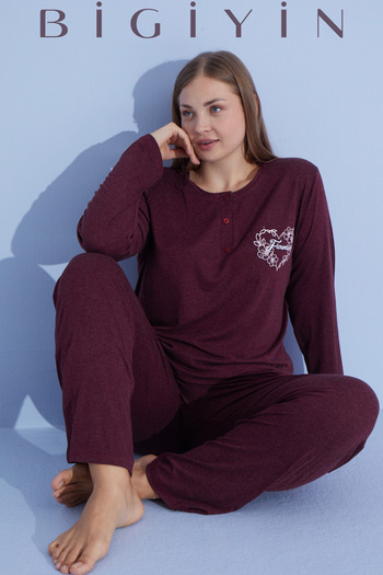 bigiyin Plus Size Women's Pajama Set Winter Women's Pajama Set Plus Size Pajama Set Wool&Viscone