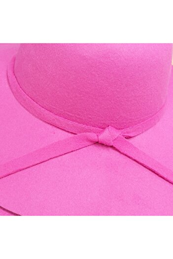 FashionForYou Vintage women's hat, with wide brim and bow, PINK, Hat