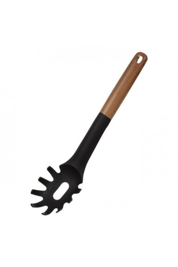 OEM Plastic pasta serving spoon with wood-effect handle, length 32 cm