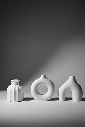 ZURİ DESİGN Bohem - Modern Concrete Vase Set of 3 – Decorative Minimal Vase