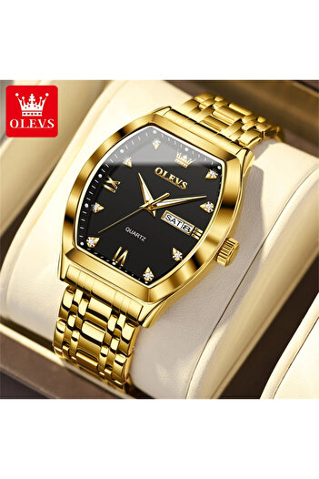 OLEVS Men's Watch Quartz Analog Elegant Business Fashion Steel Gold