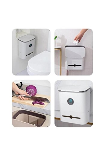 Generic FEELINGS Multifunctional Kitchen Cabinet Dust Bin, Space-Saving Trash Can, Easy Slide Design, White