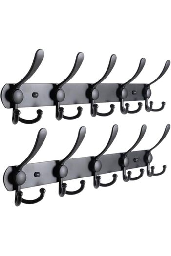 Generic Strayelf 2 pack Coat Hooks,Coat Hooks Wall Mounted (Black)