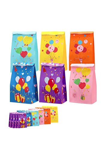 Generic KASTWAVE 24pcs Goodie Bags, Colorful Party Favor Bags with Balloon Patterns, Candy Treat Bags, Pape