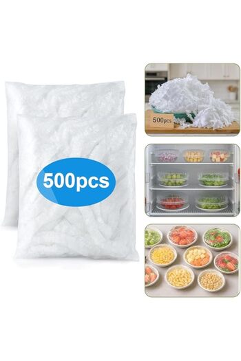 Generic 500pcs Disposable Food Cover Plastic Wrap Elastic Fresh Keeping Bags Food Lids For Fruit Bowls Cups