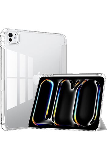 URBBKING Slim Tri-fold Clear-Back Shockproof TPU Case with Pencil Holder for iPad Air 13-inch M2 (20