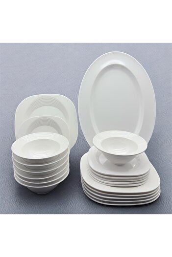 cc bin shihon 6-person white melamine dinner set with 19-piece service