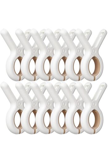 Generic Sunkaioo 12 Pack Plastic Clothes Pins with Strong Anti-Rust Springs,Heavy Duty Beach Towel Clips,La