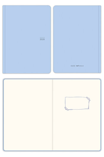 Matt Notebook Youna 2026 Yılı A5 Ajanda 15x21 cm - 12 Aylık - Dikey Tasarım – Mavi