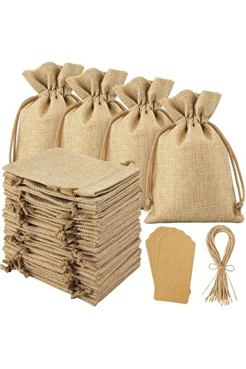 Generic 20 Pcs Drawstring Bag for Candy,Burlap Gift Pouch Small Diy Craft Party Bags