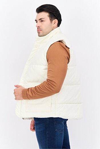 Jules Men Plain Puffer Vest, Ivory