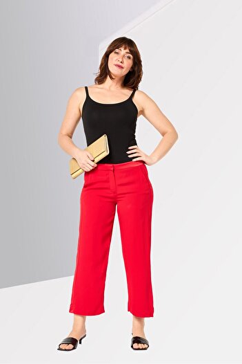 Karl Lagerfeld Women Regular Fit Solid Straight Leg Pants, Red
