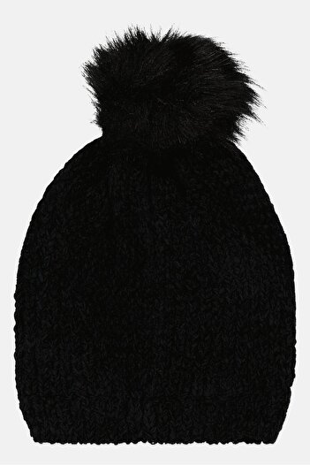 Isotoner Women Knitted Pom Pom Beanie Hat, Black
