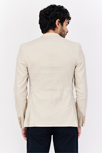 Asos Design Men Regular Fit Plaid Blazer, Beige