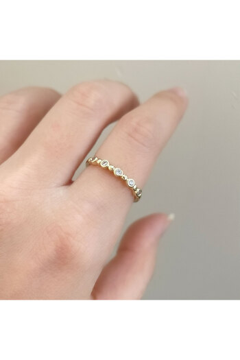 nerora Thin Elegant Vintage Row Stone Steel Ring Gold (Tarnish-Free Guaranteed)