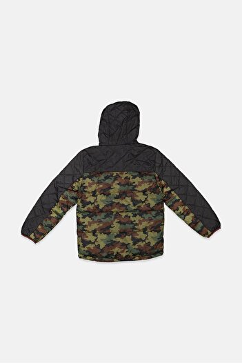 Hurley Kids Boy Hooded Camo Puffer Jacket, Olive