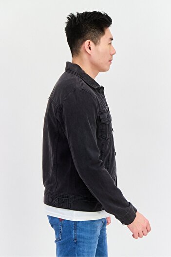 CELIO Men Washed Denim Jackets, Black