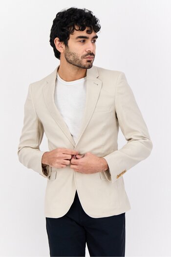 Asos Design Men Regular Fit Plaid Blazer, Beige