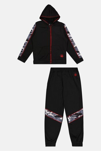 Body Glove Kids Boy 2 Pieces Hooded Sweatshirt And Bottom Set, Black