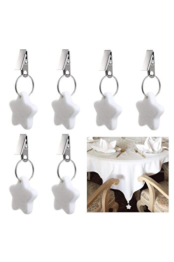 Generic Tazweeq 6 Pcs Tablecloth Weights Clips, Tablecloth Weights Five-Pointed Star Shape Stone Table Clot