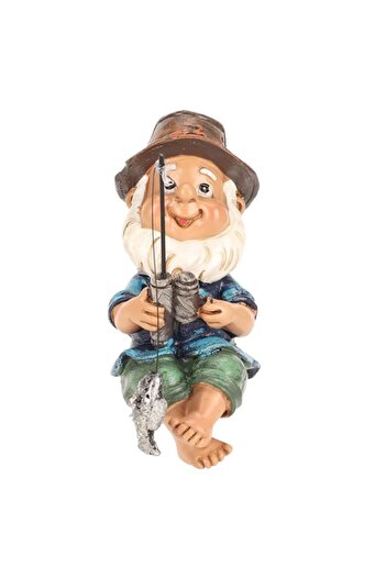 Generic Annadue Multicolored Fishing Gnome Statue, Outdoor Garden Decoration, Hand-crafted with Intricate D