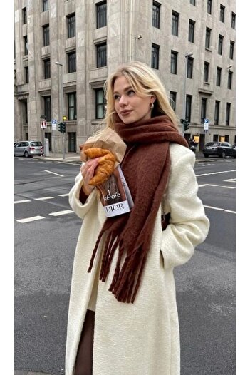 OX-RA Coffee Scarf Soft Textured Shoulder Shawl
