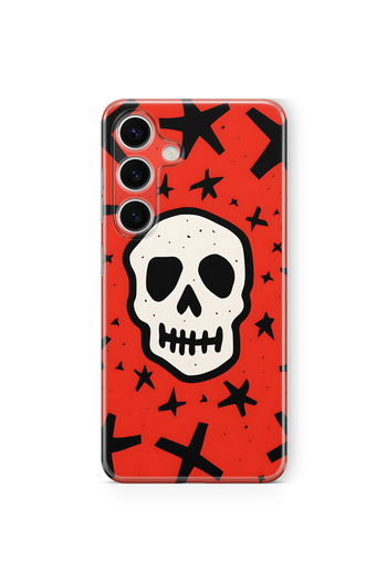 FLAMENKO Samsung Galaxy A15 Skull and Star Pattern Transparent Phone Case