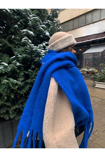 OX-RA Saxs Blue Scarf Soft Textured Shoulder Shawl