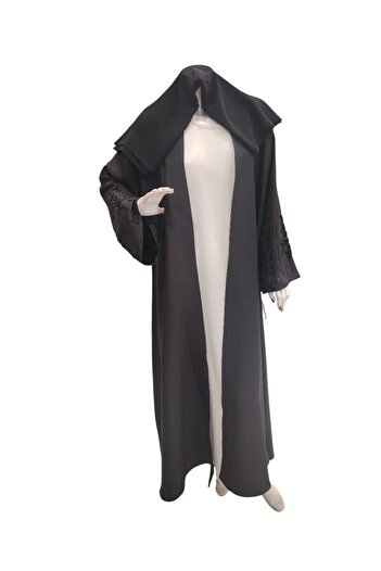 sefamerve Black embroidered abaya by Dima with elegant design and unique embroidery