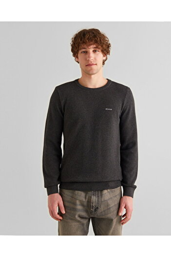 Gant Men's Gray Regular Fit Crew Neck Sweater