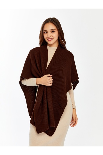 MA ananas Women's Brown Knitwear Shoulder Shawl