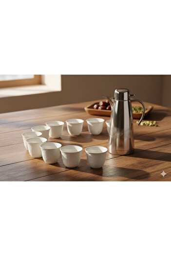 Urbanza Luxury White Coffee Cups with Golden Rim – Modern Arabic Coffee Design