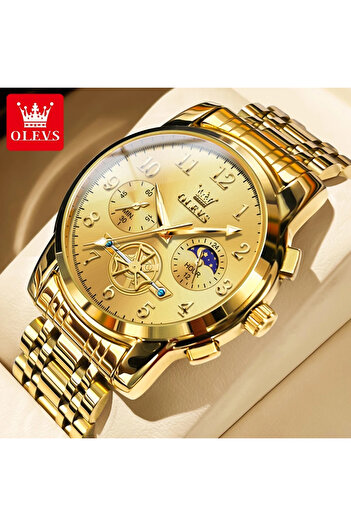 OLEVS Men's watch CS1618, stainless steel, gold, gold dial