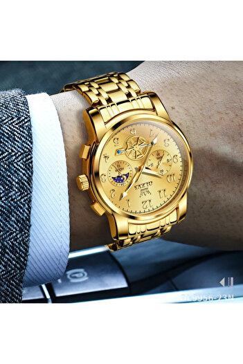 OLEVS Men's watch CS1618, stainless steel, gold, gold dial