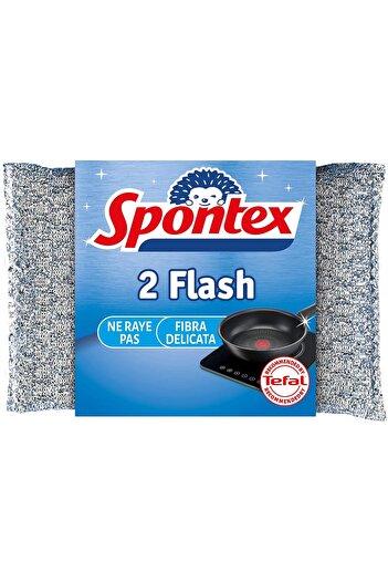 Spontex Tampon Flash Pads, Non-Scratching Abrasive Cleaning Pads, Black, 2 Piece