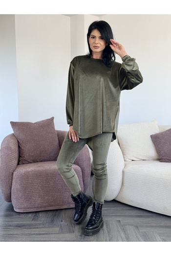 RAMONA BADESCU EXCLUSIVE Women's velvet suit - asymmetrical blouse and fitted pants