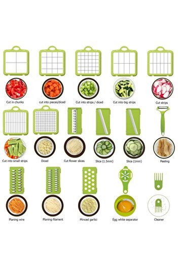 COOYA Vegetable Slicer Onion Chopper, 22 in 1 Vegetable and Fruit Slicer with 14 Stainless Steel Blades