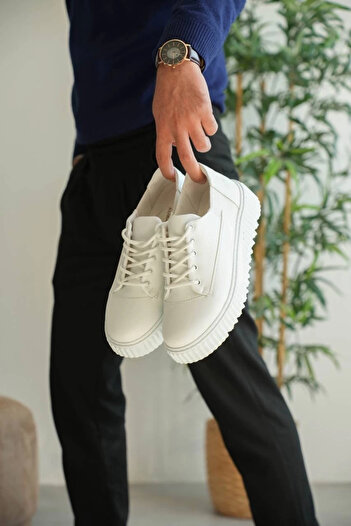Işıltı kidss Kb-X516 Kuback White Leather Casual Men's Shoes