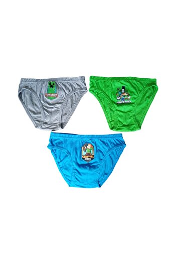 MINECRAFT Set of 3 pairs of boys' panties, multicolor, 100% cotton, Happy,
