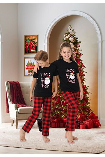 Welike Children's pajamas with Christmas motifs, short sleeves HO HO HO