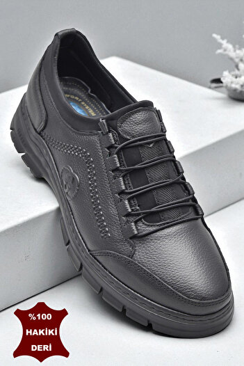 ISPARTALILAR 389R Full Orthopedic Heel Massage Sole Men's Shoes Genuine Leather Transitional Shoes