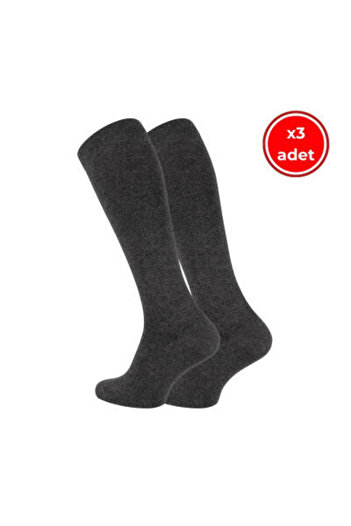 meristanbul Travel Socks, 3 Pieces, 43-46, 65% Cotton Socks, Dark Gray