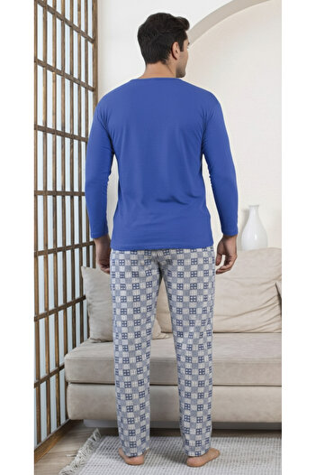 embody Men's cotton long pyjamas blue 16214