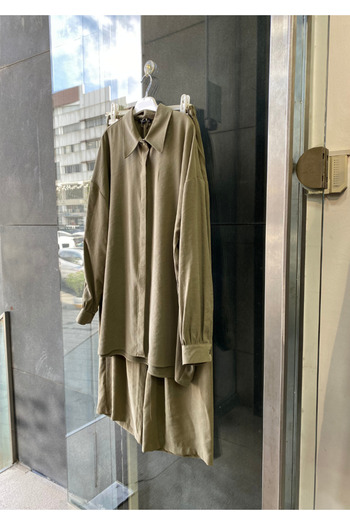 PERA MODA Oersize Mold Thick Modal Suit with Tie Detail